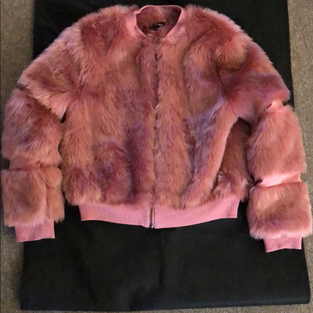 Girls faux fur jacket art class Marbella Mauve